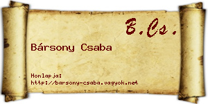 Bársony Csaba névjegykártya