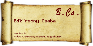 Bársony Csaba névjegykártya